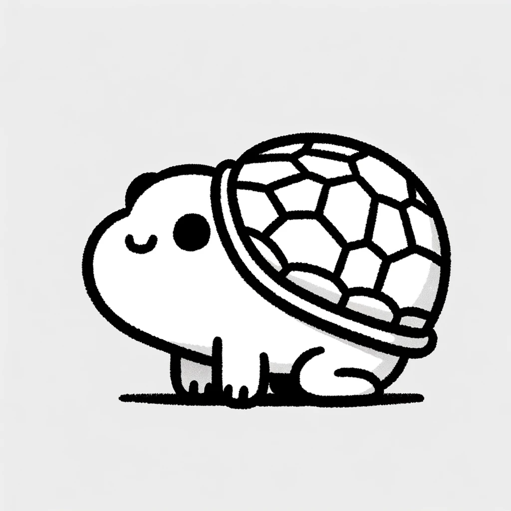 甲羅を背負ったかわいいカエルのイラスト